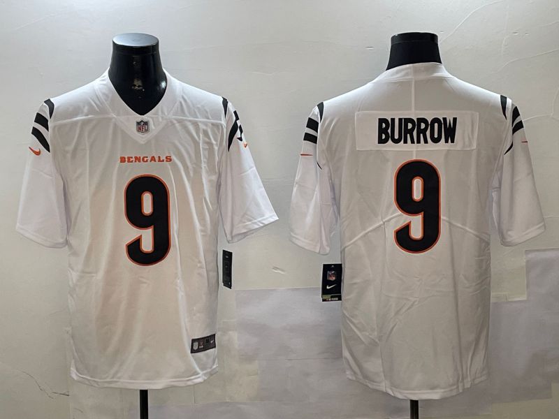 Men Cincinnati Bengals #9 Burrow White Second generation 2024 Nike Limited NFL Jersey style 1->cincinnati bengals->NFL Jersey
